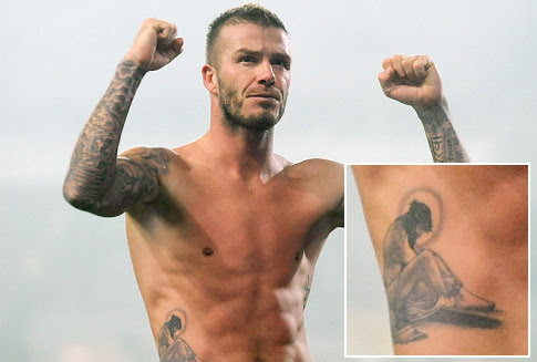 David Beckham's newest Jesus tattoo (Click image for article)