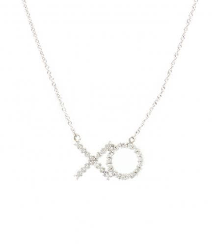 Sterling Silver Cubic Zirconia Encrusted XO Necklace