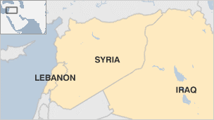 Map of Syria, Iraq and Lebanon