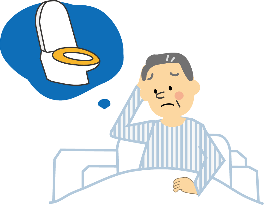 人物 不眠 夜トイレに起きる トイレが近い 無料イラスト