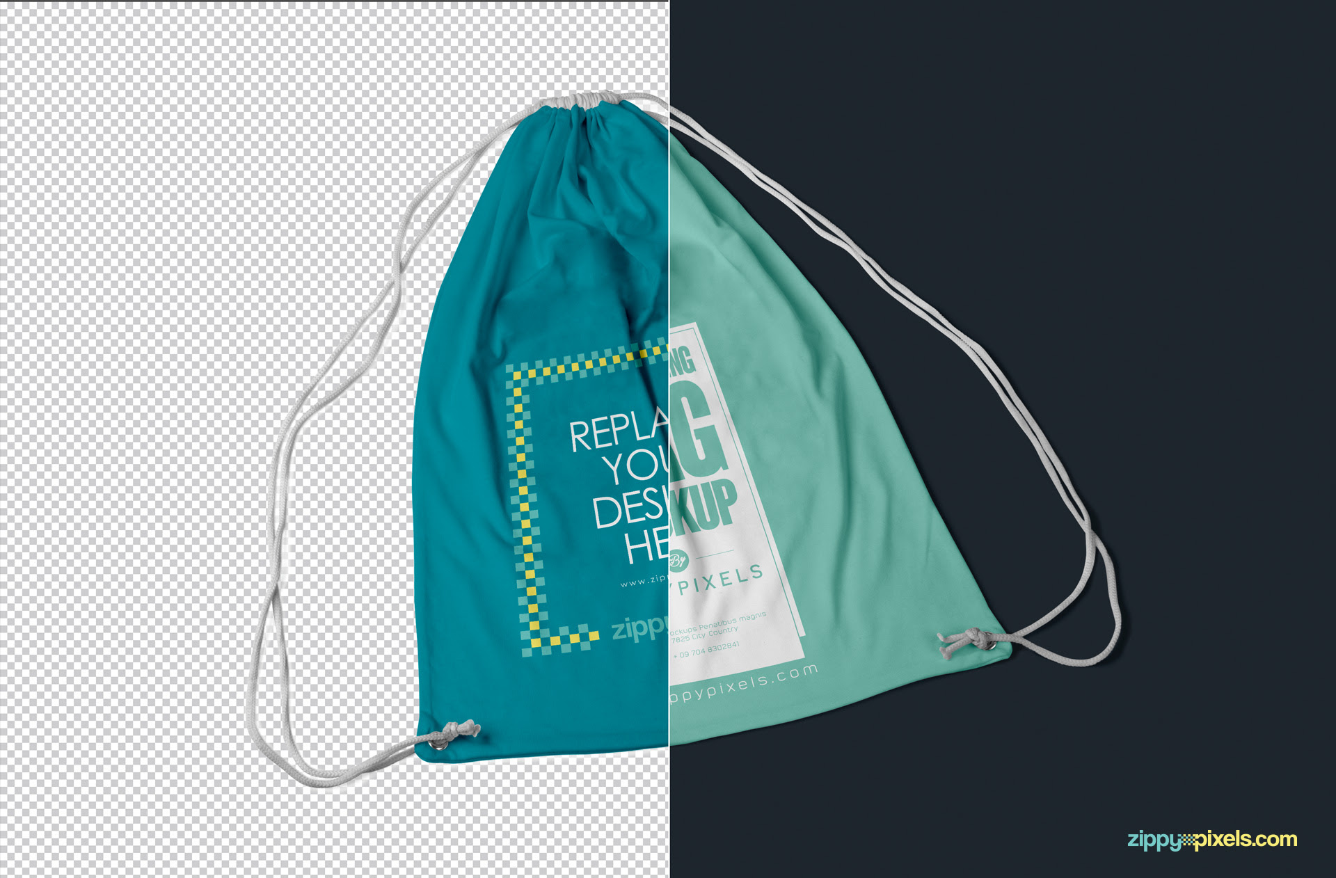 Download Free Drawstring Backpack Mockup PSD | ZippyPixels