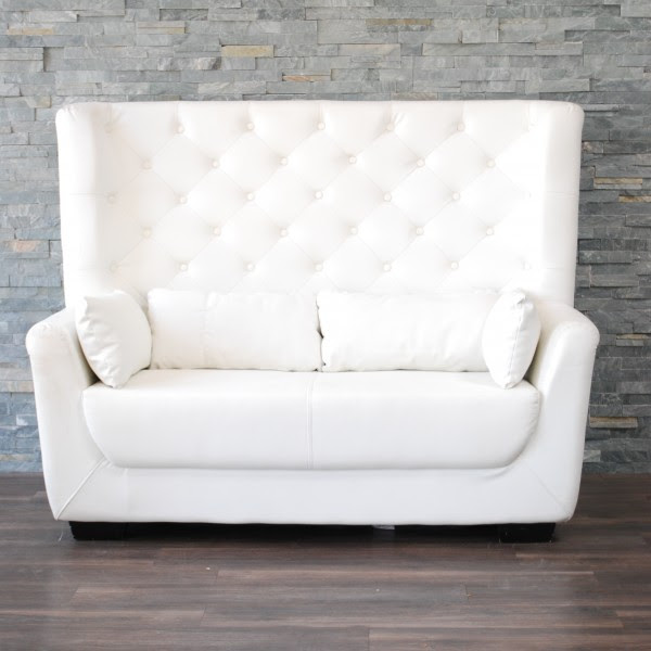 White Leather High Back Tufted Love Seat | Platinum Event ...