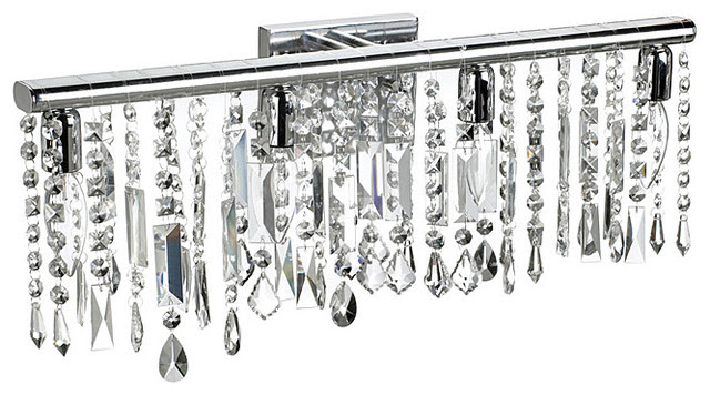 4 Light Chrome Crystal Wall Sconce Bathroom Vanity Fixture 24 