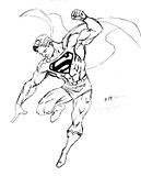 Superman Coloring sheets showing him jumping in the air to fly.