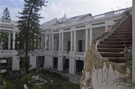 View of the interior courtyard of Haiti's collapsed ...
