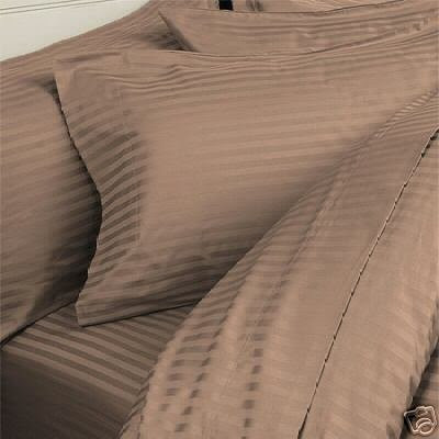 4pc bedding set Including Full/ Queen Duvet cover set Stripes Taupe + Full/ queen Down Alternative comforter 300 thread count 100% egyptian cotton by sheetsnthings On Sale