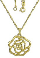 Gargantilha folheada a ouro e pingente em forma de flor