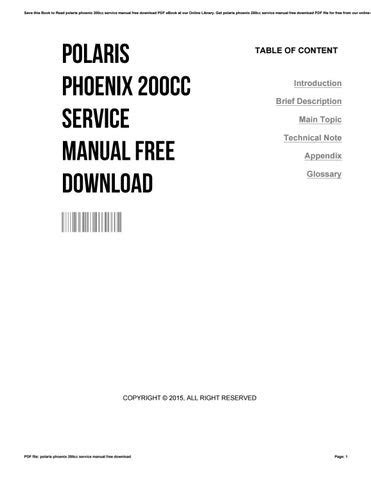 Download Polaris Phoenix 200cc Service Manual Free