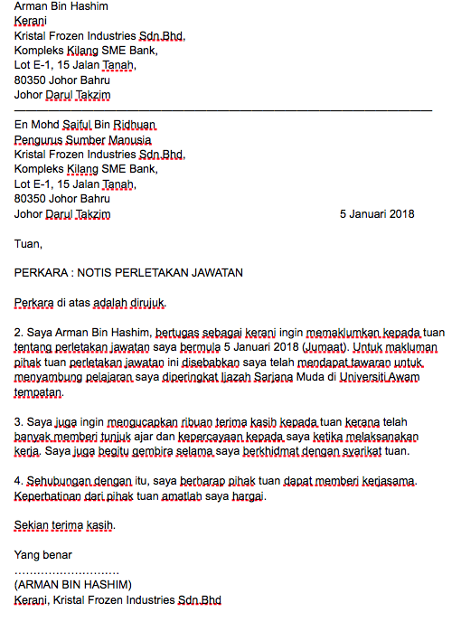 Link Download Template Surat Berhenti Kerja Dalam Pelbagai ...