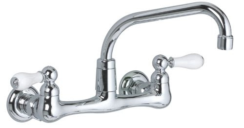 American Standard 7298.252.002 Heritage Wall-Mount 8-Inch Swivel Spout Kitchen Faucet with Porcelain Lever Handles, Chrome