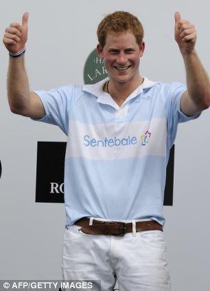 Joy: The 28-year-old celebrates his triumph at a polo match to raise money for his charity, Sentebale