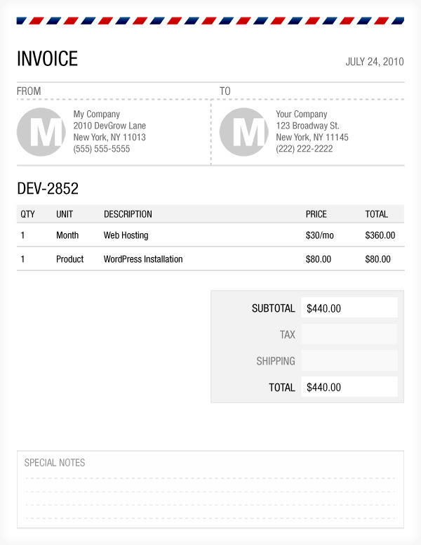Download Free Photoshop Invoice Template Devgrow Com