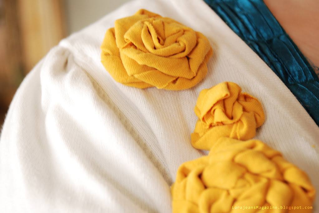 diy rosette cardigan step 5 close up