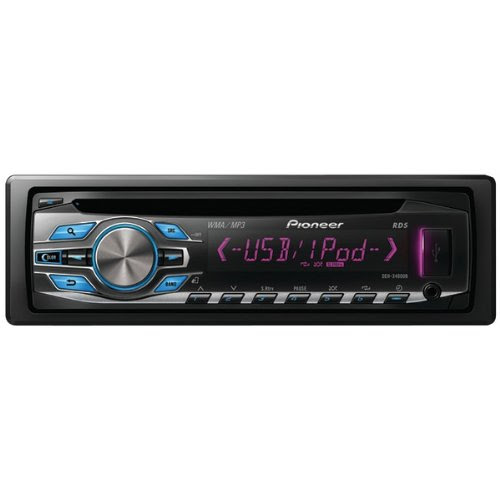 Pioneer DEH-3400UB CD Receiver with LCD Display, Color Customization, and USB Direct Control for iPod/iPhone