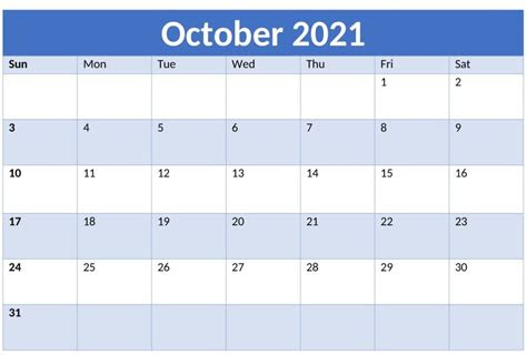  printable october 2021 calendar daily calendar free printable