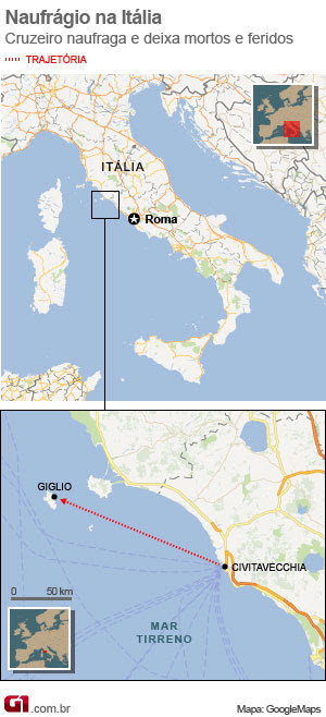 mapa naufragio italia vale esta (Foto: Arte G1)