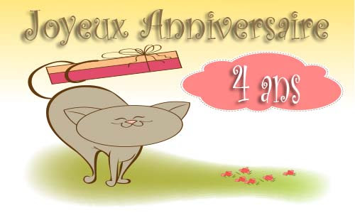 Carte Anniversaire Enfant 4 Ans Chat Cadeau