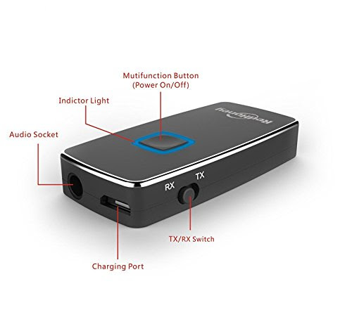 Bluetooth Transmitter and Receiver, 2 in 1 Wireless Bluetooth Audio Music Streaming Sound System Receiver and Transmitter Adapter Portable Car Kit With 3.5 mm Stereo Output