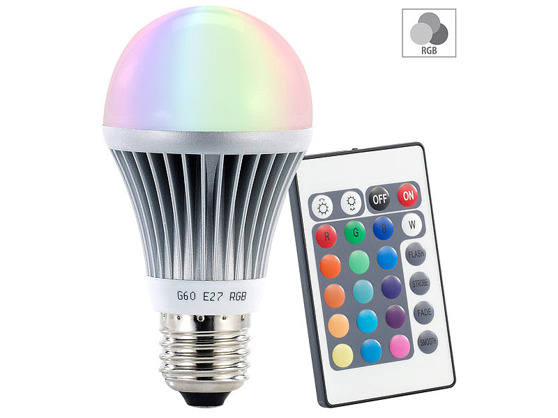 Luminea Farbwechselnde LED Lampe RGB LED Mit Fernbe Nung E27