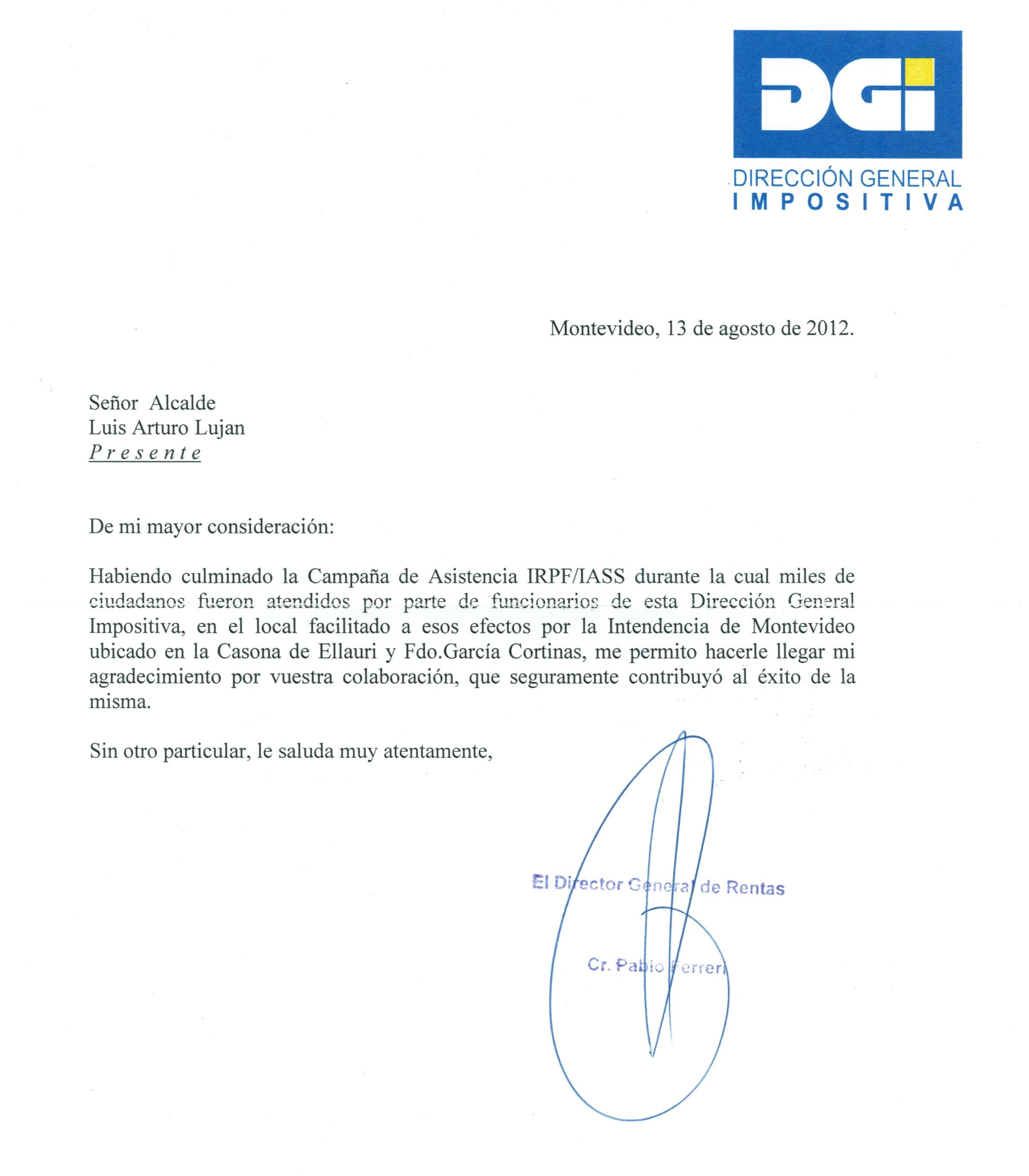 Agradecimiento  Municipio CH