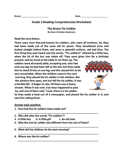  reading comprehension printable worksheets