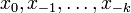 x_{0}, x_{-1},\dots, x_{-k}