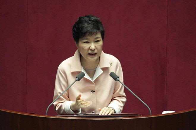 South Korean President Park Geun-Hye speaks during the opening ceremony of the 20th National Assembly on 10 June 2016 in Seoul, South Korea.