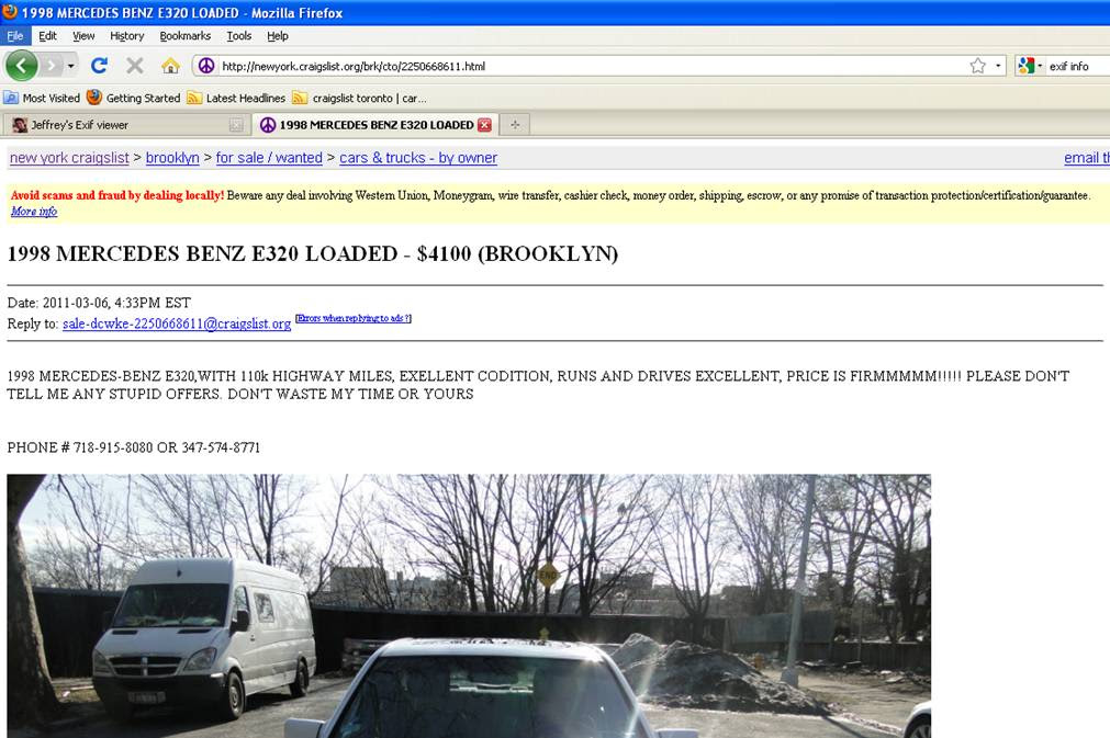 CL car for sale posting