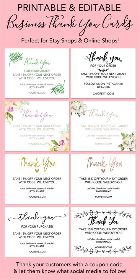  printable thank you cards for your business printable thank you cards