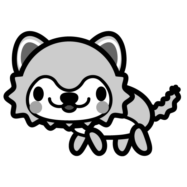 モノクロでかわいい狼の無料イラスト 商用フリー オイデ43