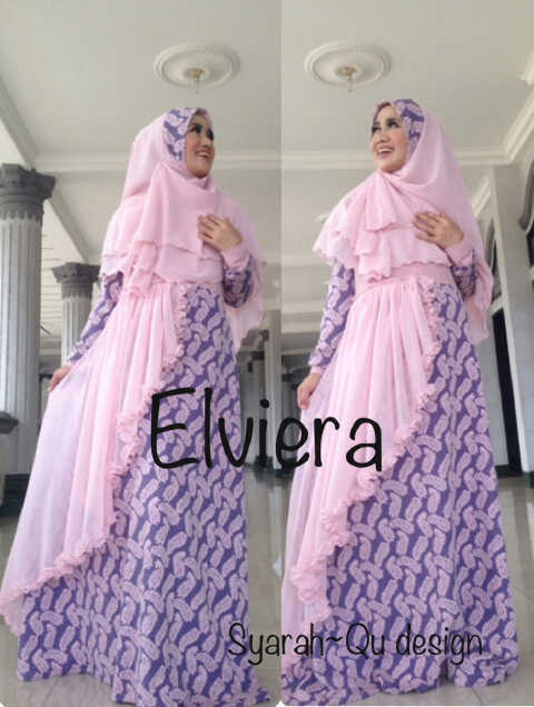 Elviera Vol 2 Dusty Ungu Baju Muslim Gamis Modern