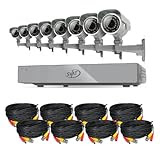 SVAT 8CH Smart Security DVR with 8 Ultra Hi-Res Outdoor 100ft Night Vision Cameras with IR Cut Filter 500GB HDD & Smartphone Compatibility - Bonus 8 Pack of Camera Extension Cables Included