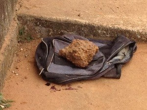 Recém-nascido estava enrolado em saco, dentro de mochila, em Aparecida de Goiânia (Foto: Adriano Zago/G1)