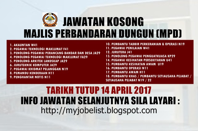 Jawatan Kosong Majlis Perbandaran Dungun (MPD) April 2017