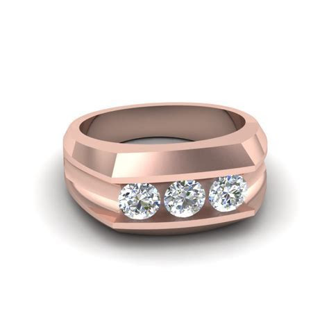 Mens Three Stone Diamond Wedding Anniversary Ring Gifts In  