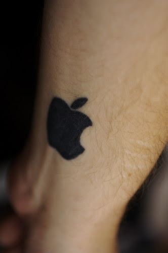Apple logo tattoo. Inner left wrist. Rock Star!