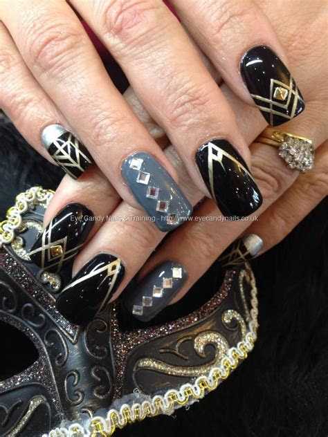 great gatsby inspired nail art  swarovski crystals