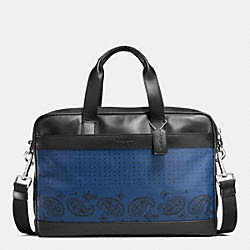 HAMILTON BAG IN PRINTED LEATHER - COACH f56021 - INDIGO/BLACK BANDANA