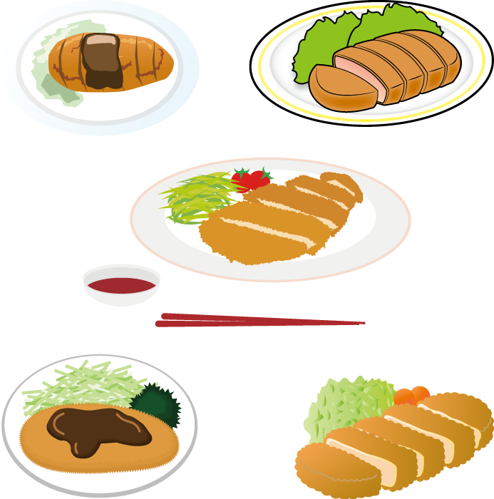フリーイラスト 5種類のトンカツのセットでアハ体験 Gahag 著作権フリー写真 イラスト素材集