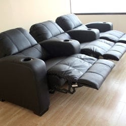 Black Leather 3-seat Recliner Home Theater Seating | Overstock.com ...