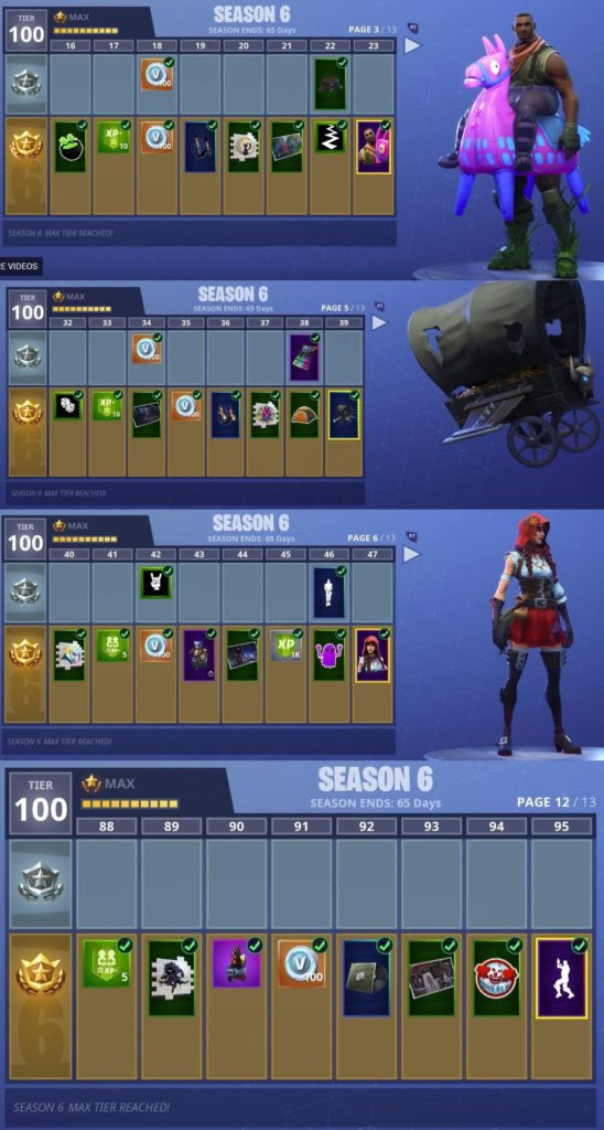 フォートナイト Season6 バトルパス内容 追加スキン ティア100の狼男は服のカラーチェンジ有り ビクロイ傘最高 ゲーム特化速報