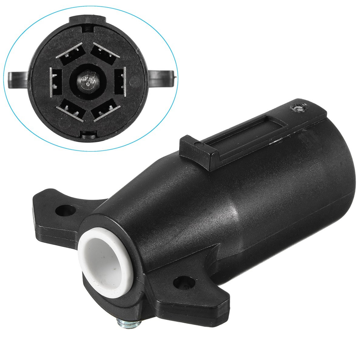 Black Round Trailer Connector 7 Poles RV Male Light Plug 7 ...