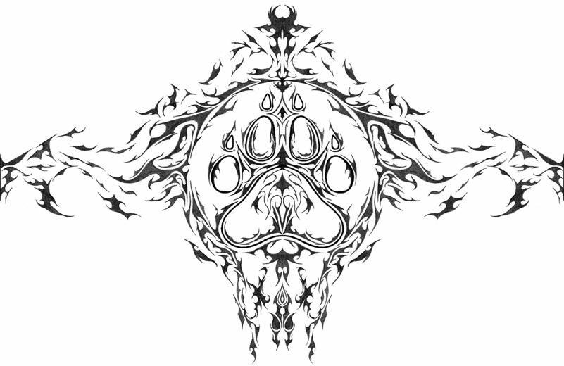 and a wolf paw tattoo like this on my upper chest: