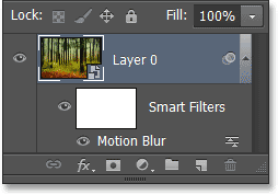 Panel Layers menampilkan Motion Blur Filter Pandai. Image © 2013 Photoshop Essentials.com