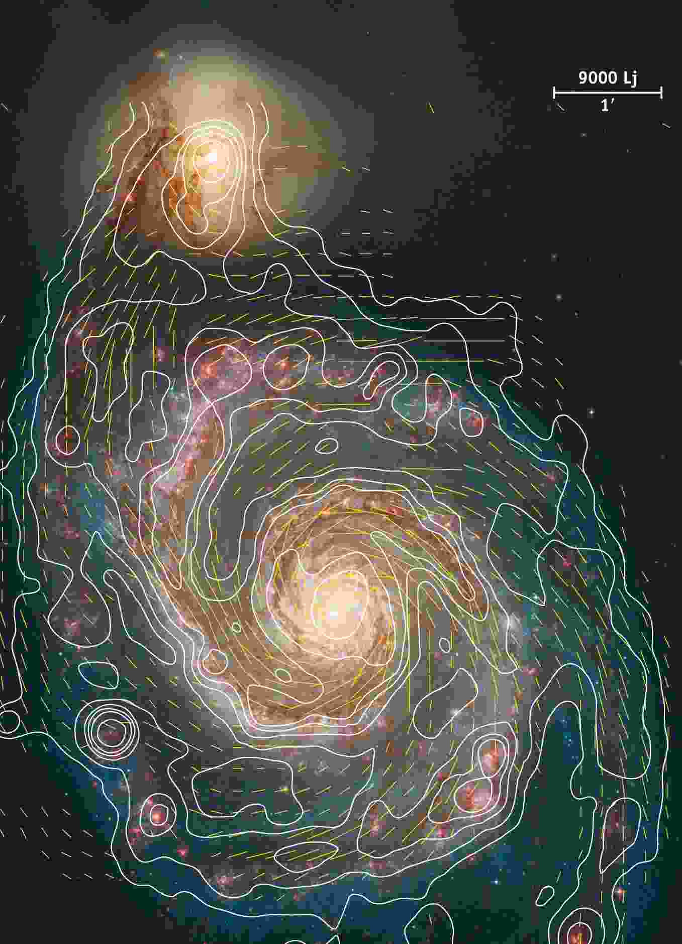Magnetic fields in galaxy M 51 follows well the optical spiral structure, says Rainer Beck