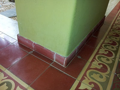 Cement Tile Installation with Base Trim Molding