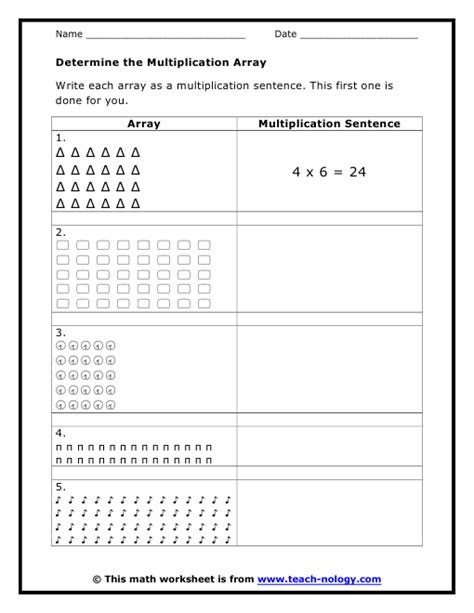  multiplication array worksheet math pinterest multiplication