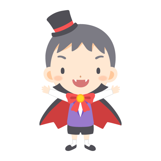 ハロウィンの夜にドラキュラの仮装を楽しむ男の子の無料ベクターイラスト素材 Picaboo ピカブー 無料ベクターイラスト素材