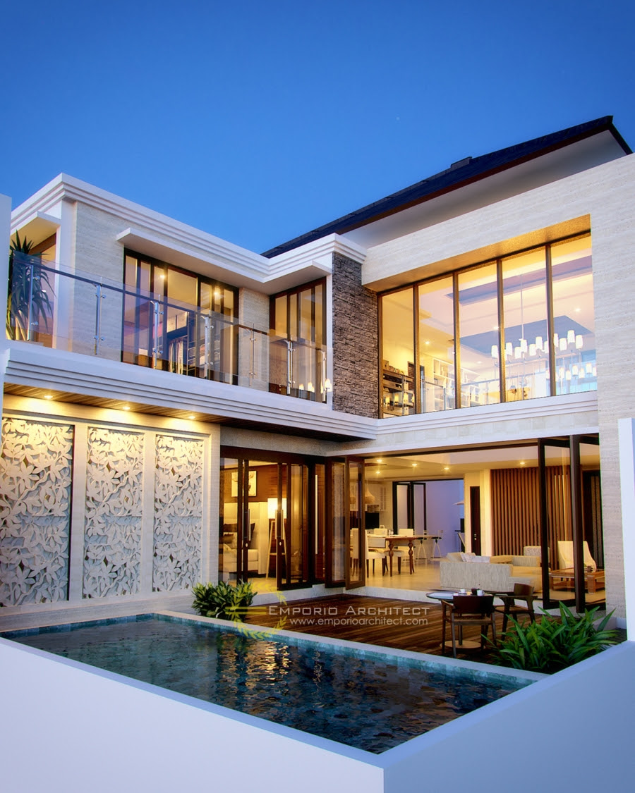 Desain Rumah Mewah 1 dan 2 Lantai Style Villa Bali Modern