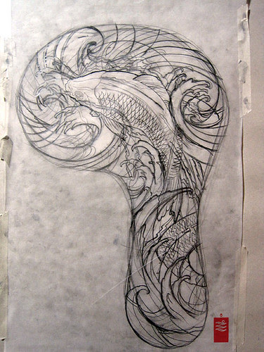  Koi Sleeve Tattoo first draft 
